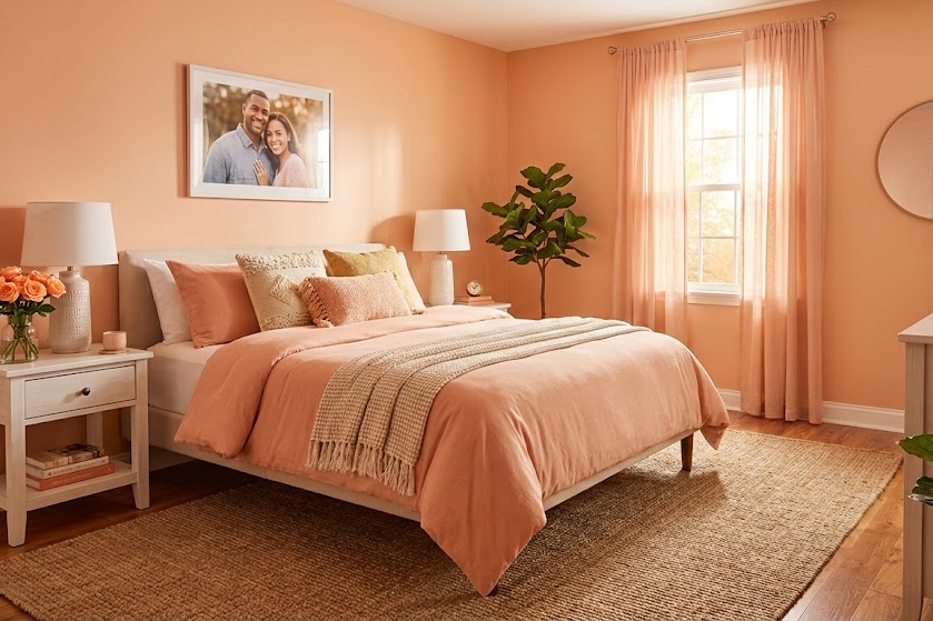 peach Colour for Couple Bedroom